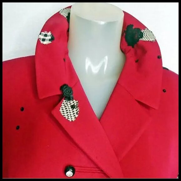 Vintage Red Blazer Cropped Jacket Upcycled Don Loper / One Of A Kind - Picture 6 of 15